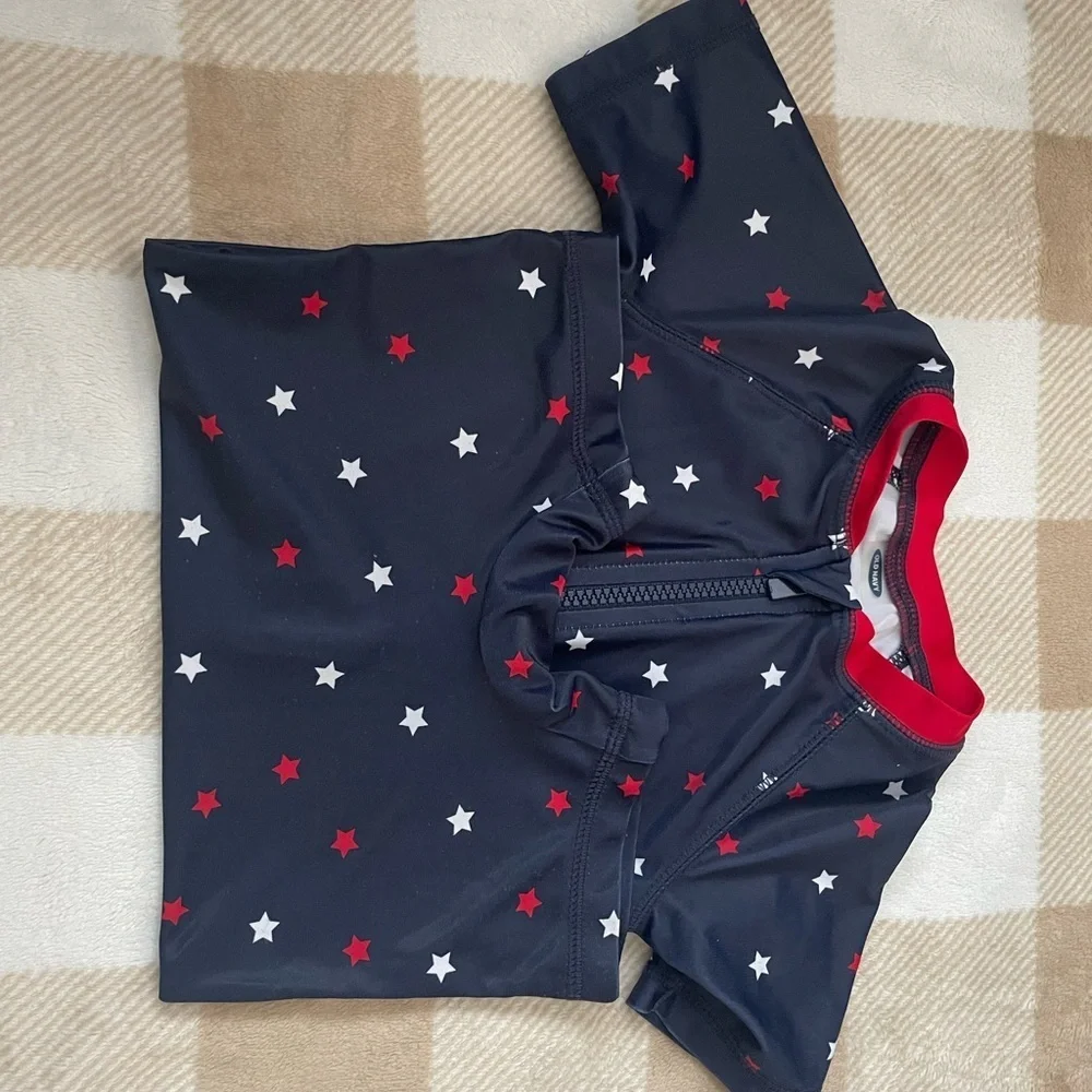 Old Navy Red and White Stars Navy Baby Romper Swimsuit